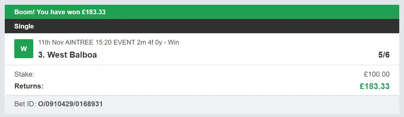 Best Racing Bets - Winner - 1 - 2023-11-11
