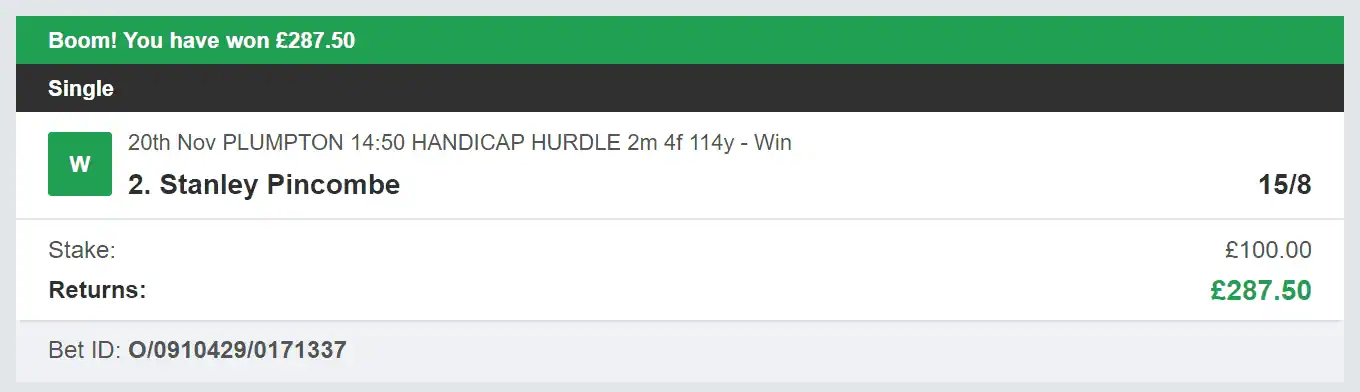 Best Racing Bets - Winner - 1 - 2023-11-20