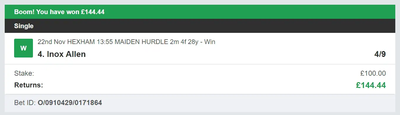 Best Racing Bets - Winner - 1 - 2023-11-22