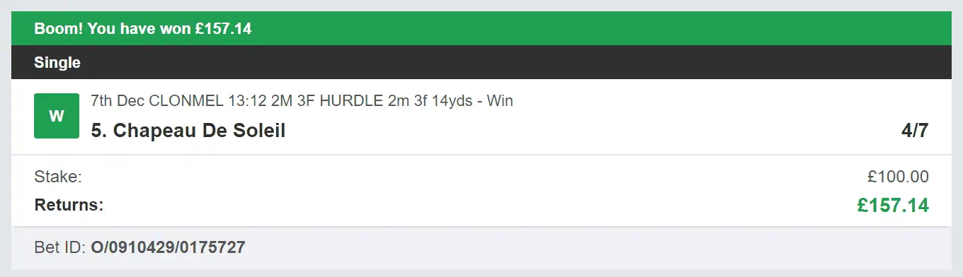Best Racing Bets - Winner - 1 - 2023-12-07