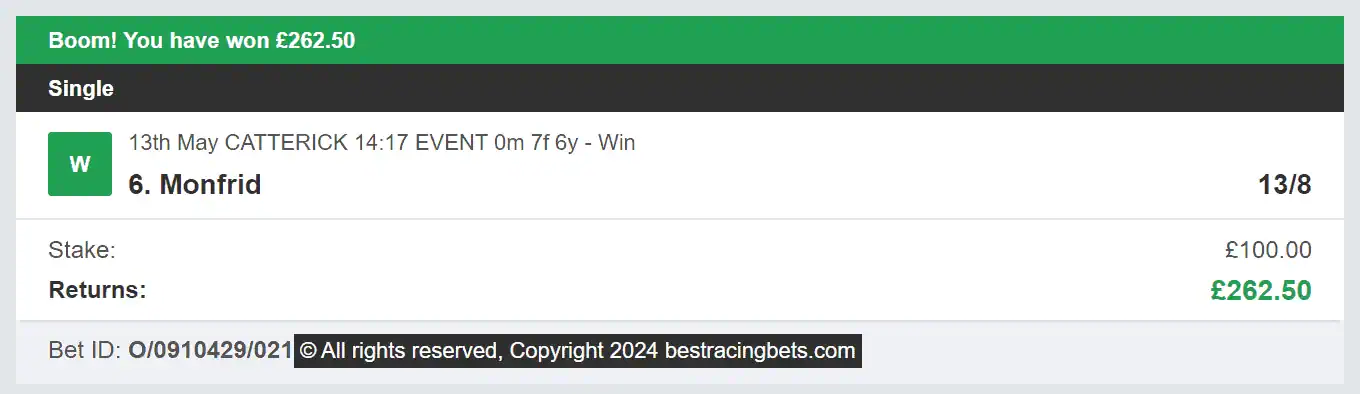 Best Racing Bets - Winner - 1 - 2024-05-13