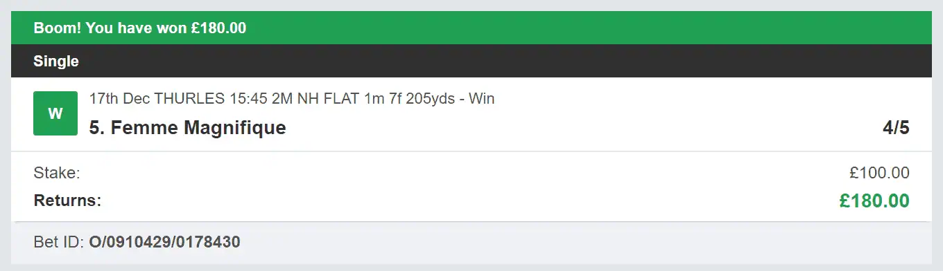 Best Racing Bets - Winner - 2 - 2023-12-17