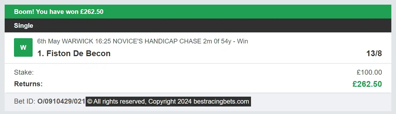 Best Racing Bets - Winner - 2 - 2024-05-06