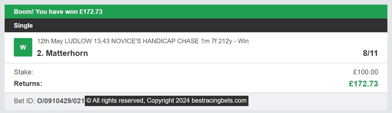Best Racing Bets - Winner - 2 - 2024-05-12